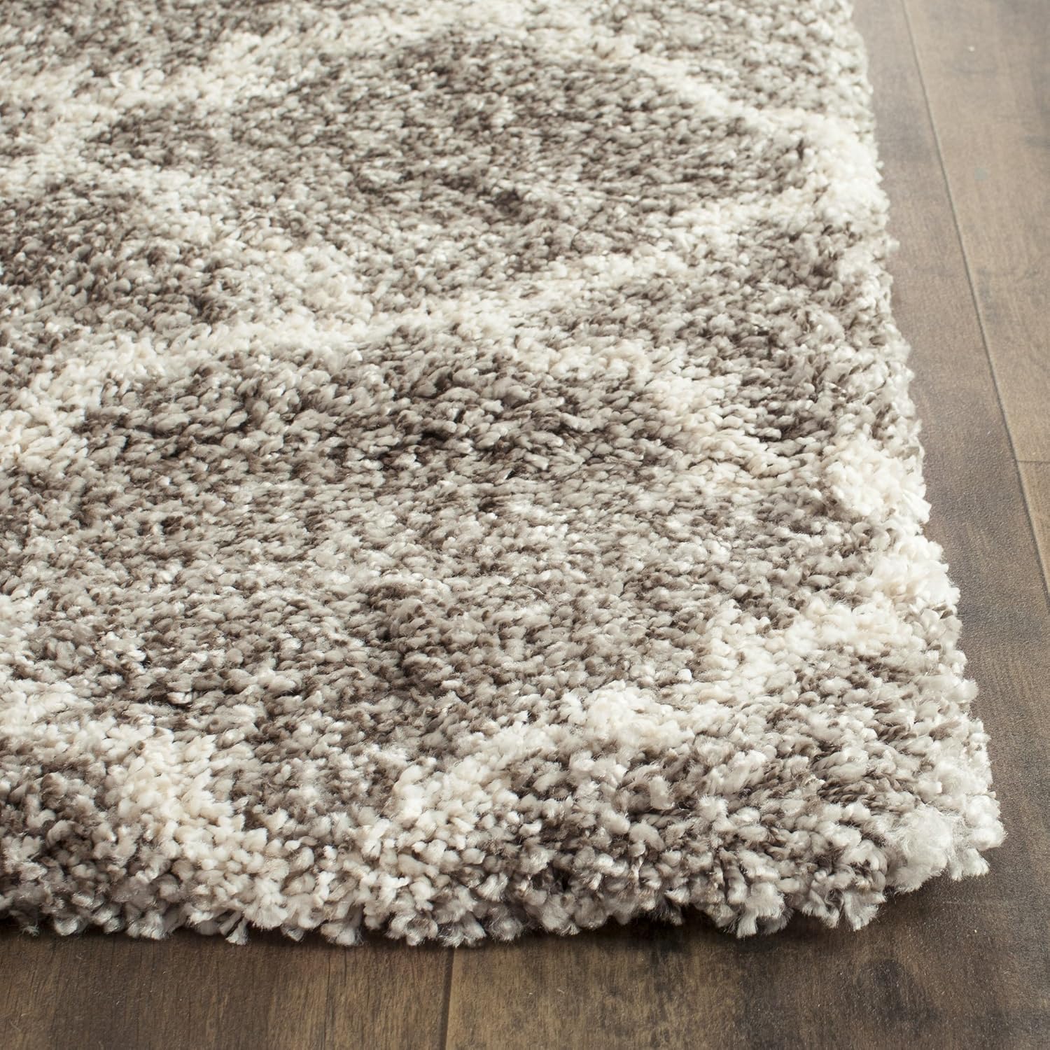 SAFAVIEH Hudson Shag Collection Area Rug - 7' Square, Grey & Ivory, Moroccan Trellis Design, Non-Shedding & Easy Care, 2-inch Thick Ideal for High Traffic Areas in Living Room, Bedroom (SGH282B)