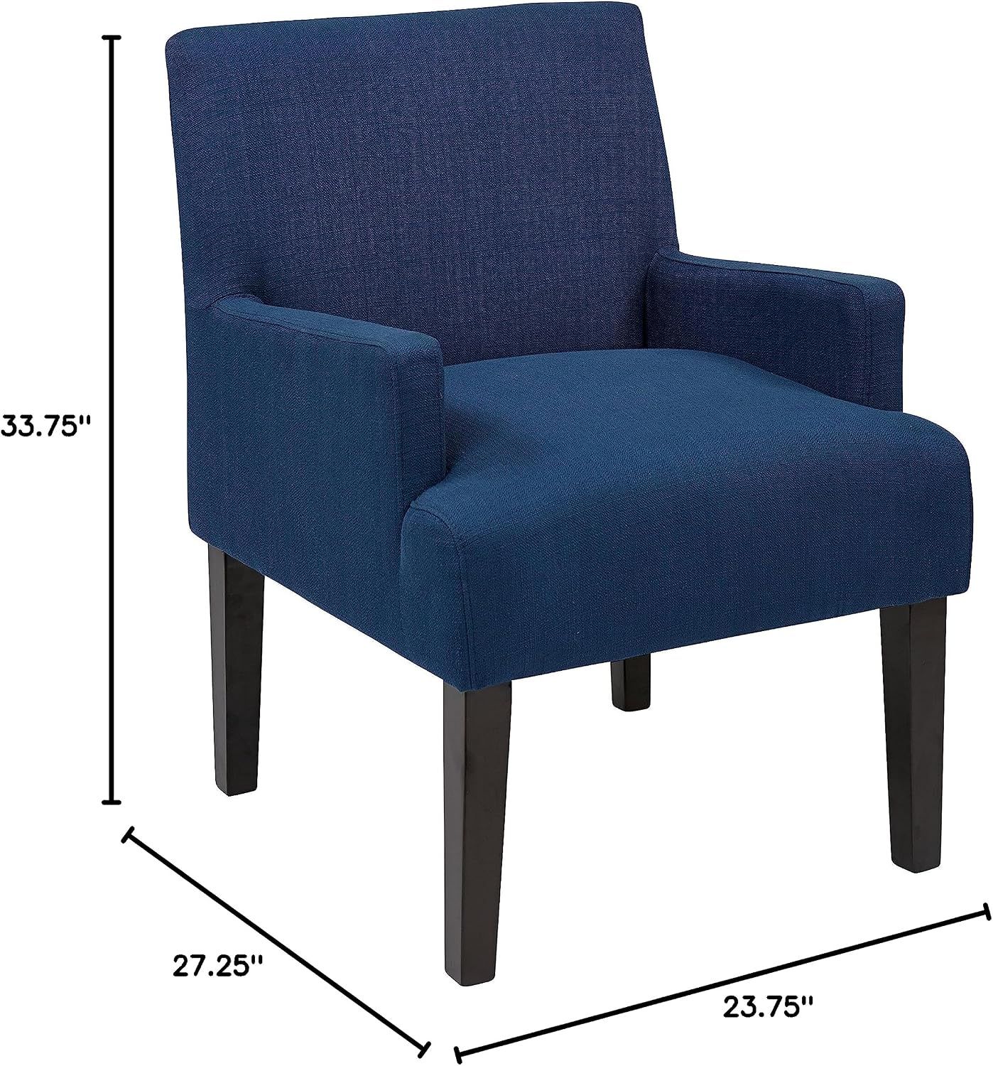OSP Home Furnishings Main Street Upholstered Guest Chair with Espresso Finish Accents, Woven Indigo Fabric