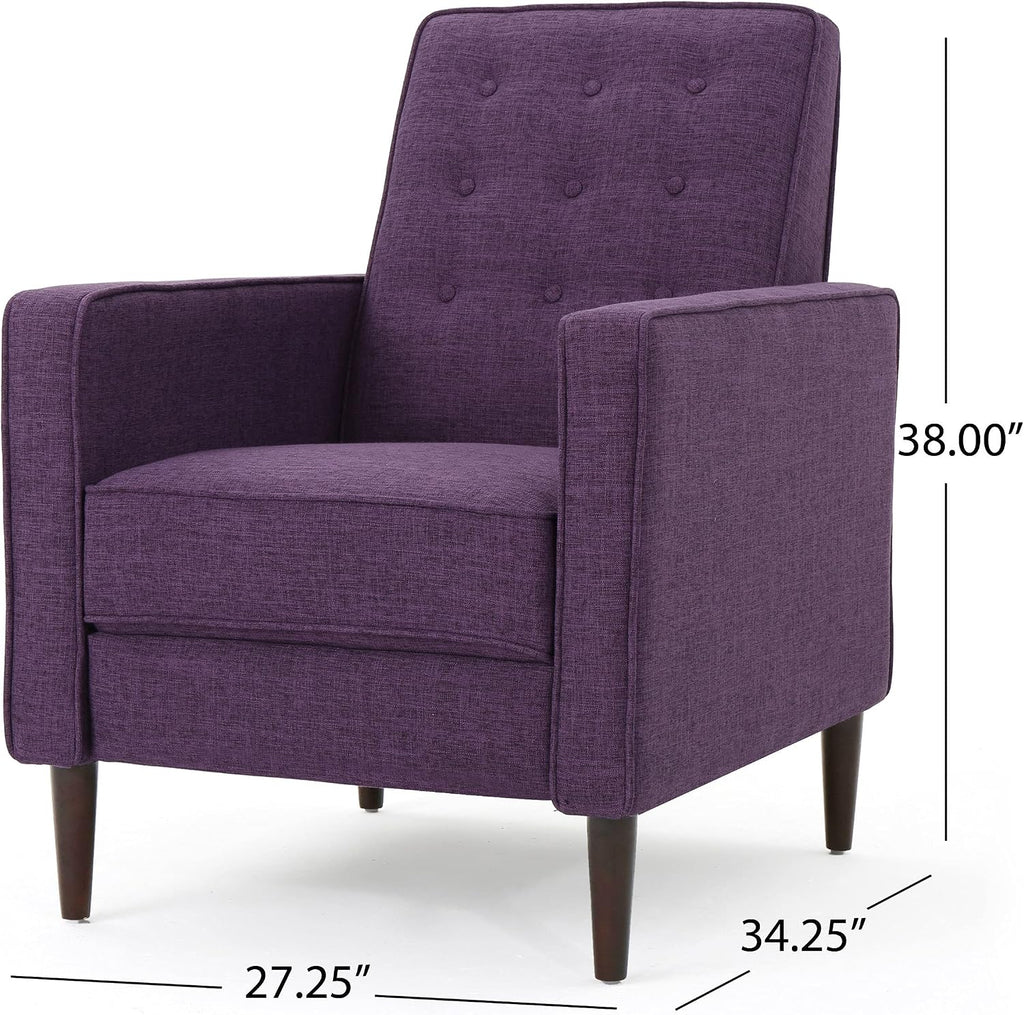 Christopher Knight Home Mervynn Mid-Century Modern Fabric Recliner,polyester, Muted Purple / Dark Espresso
