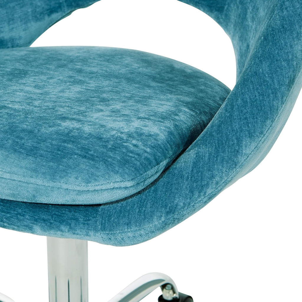 OSP Home Furnishings Milo Modern Chic Height Adjustable Padded Home Office Chair, Royal Blue Micro-Fiber Velvet