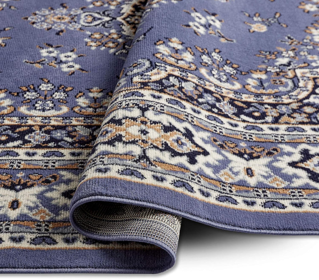 Home Dynamix Premium Sakarya Traditional Medallion Border Area Rug, Country Blue, 9'2'x12'5' Rectangle