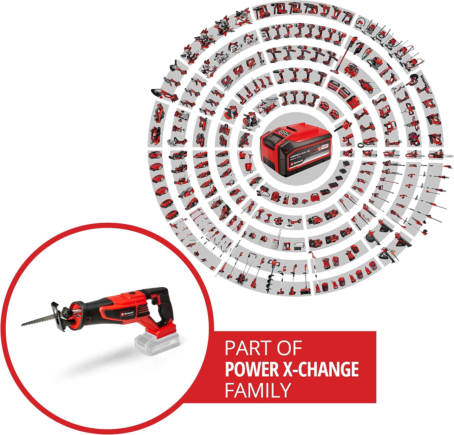 Einhell Power X-Change Cordless Reciprocating Saw - 28mm Stroke, 18V Brushless Electric Saw To Cut Wood, Plastic and Metal - TE-AP 18/28 Li Solo Recip Power Saw (Battery Not Included)
