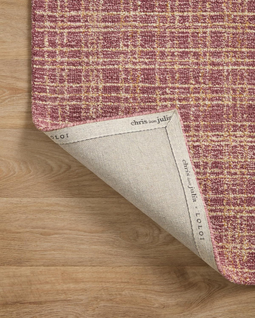 Loloi Chris Loves Julia Polly 7'-9' x 9'-9' Area Rug in Berry/Natural - Large Neutral Area Rug, Unique Patterned Rug for Living Room, Bedroom, Dining Area, Home Office