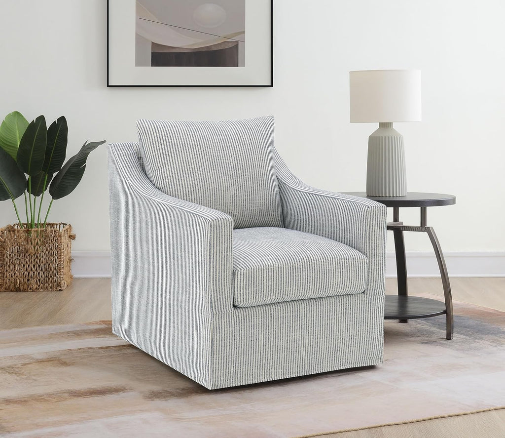 Coaster Home Furnishings - Winter - Wood - Upholstered Accent Chair with Sloped Arms, Removable Seat Cushion and 360-Degree Swivel - Living Room - Grey - 904137