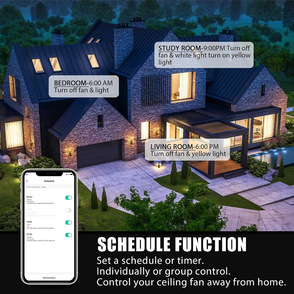 CEME 52 Inch Ceiling Fan With DC Motor, 10 Speeds, Dimmable LED Light, Smart Remote, APP, Alexa, Siri & Google Home, Dark Walnut Gold