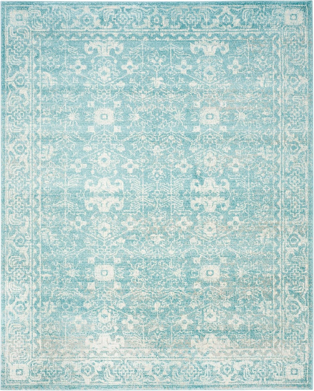 SAFAVIEH Evoke Collection Area Rug - 9' x 12', Light Blue & Ivory, Shabby Chic Distressed Design, Non-Shedding & Easy Care, Ideal for High Traffic Areas in Living Room, Bedroom (EVK270D)