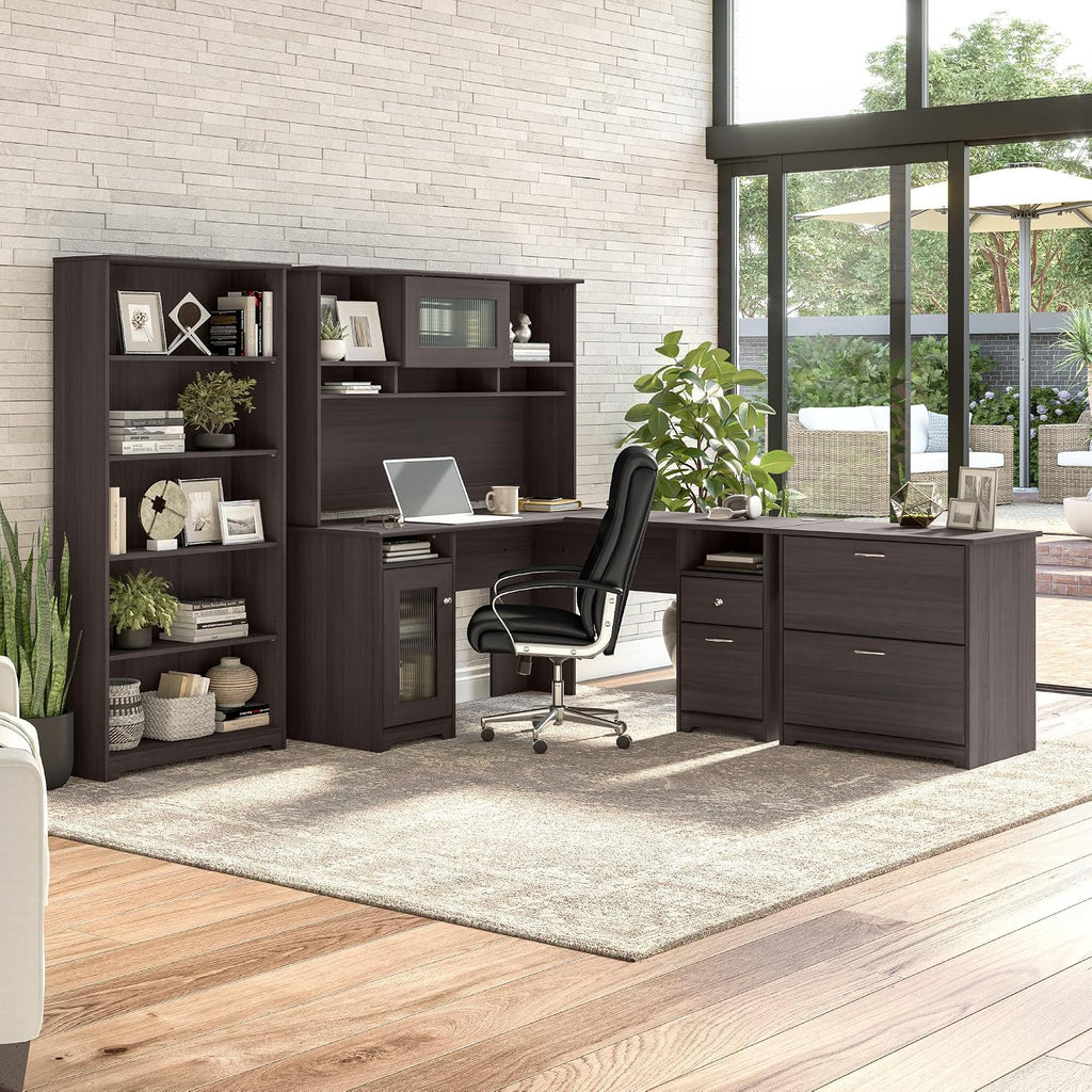 Bush Home Cabot 2 Drawer Lateral File Cabinet in Heather Gray, Home Office Chest for Letter, Legal, and A4-size Document Storage