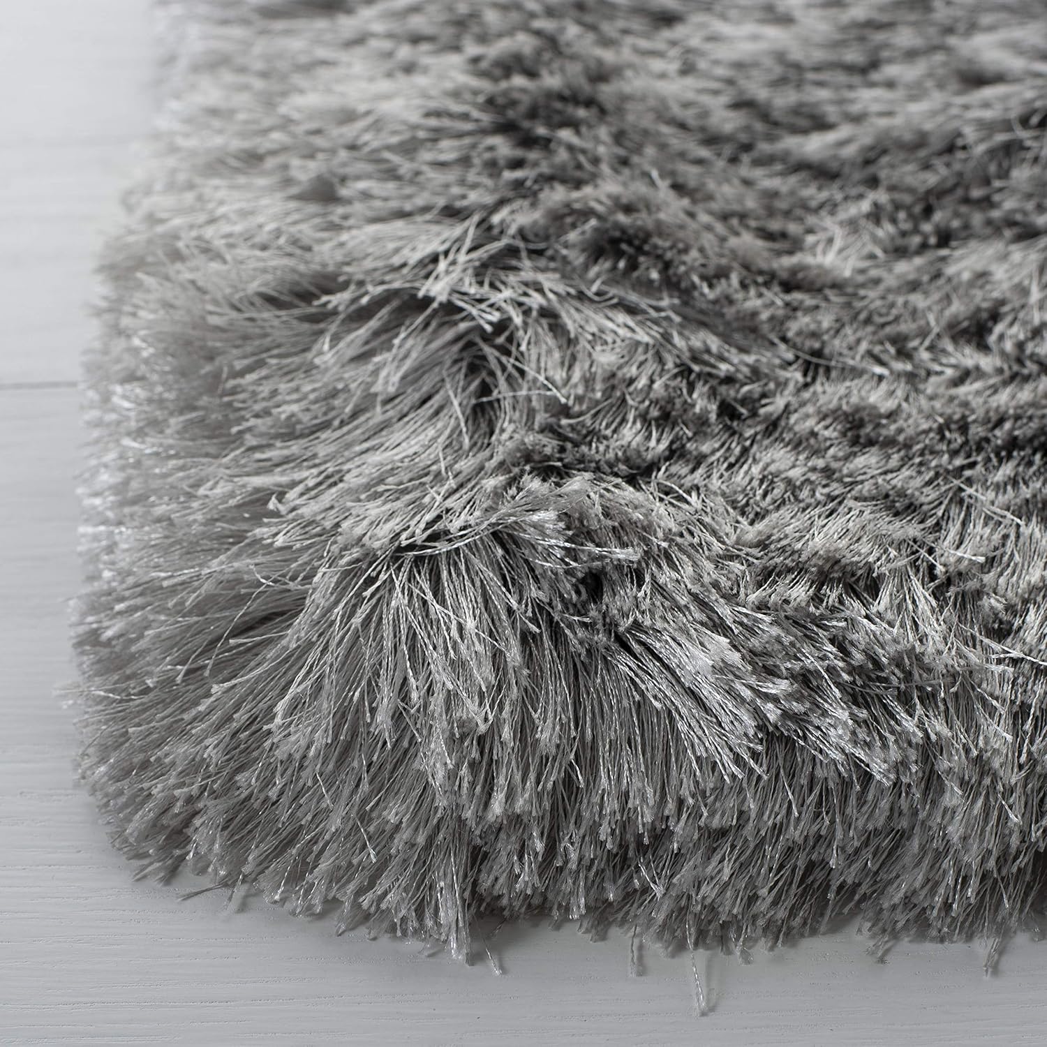SAFAVIEH Ocean Shag Collection Runner Rug - 2'3' x 12', Silver, Handmade Solid, 2.4-inch Thick Ideal for High Traffic Areas in Living Room, Bedroom (OCG101G)