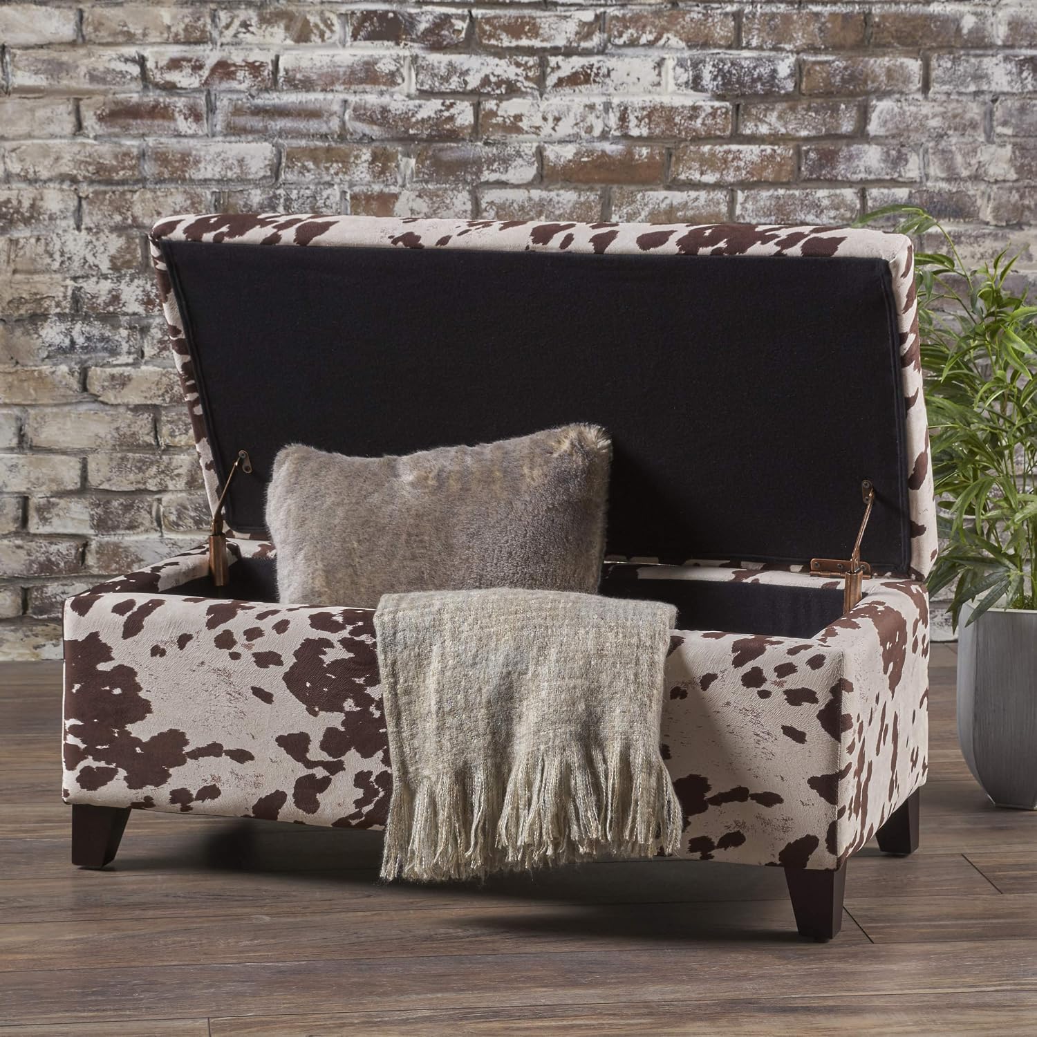 Christopher Knight Home Breanna Storage Ottoman Bench, Milk Cow Print