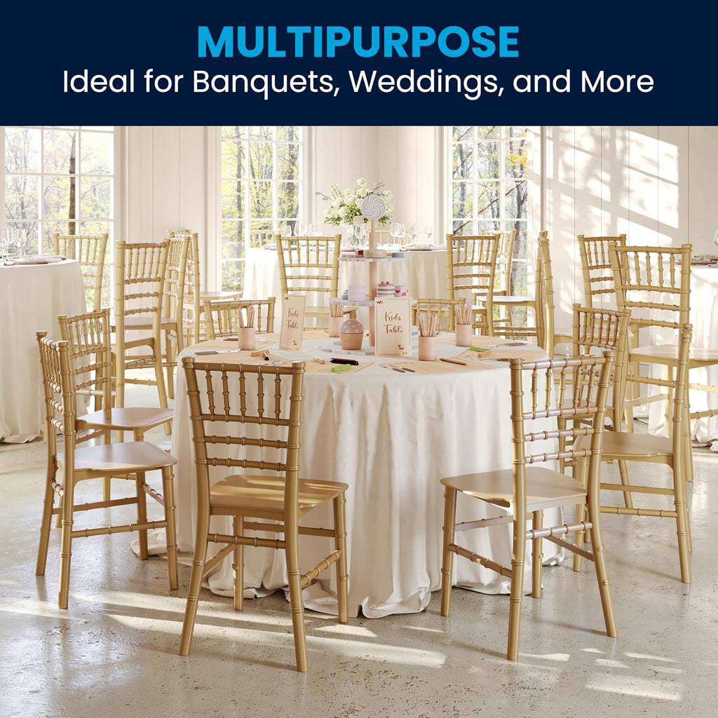 Flash Furniture Hercules 6 Pack Child's Gold Resin Party and Event Chiavari Chair for Commercial & Residential Use