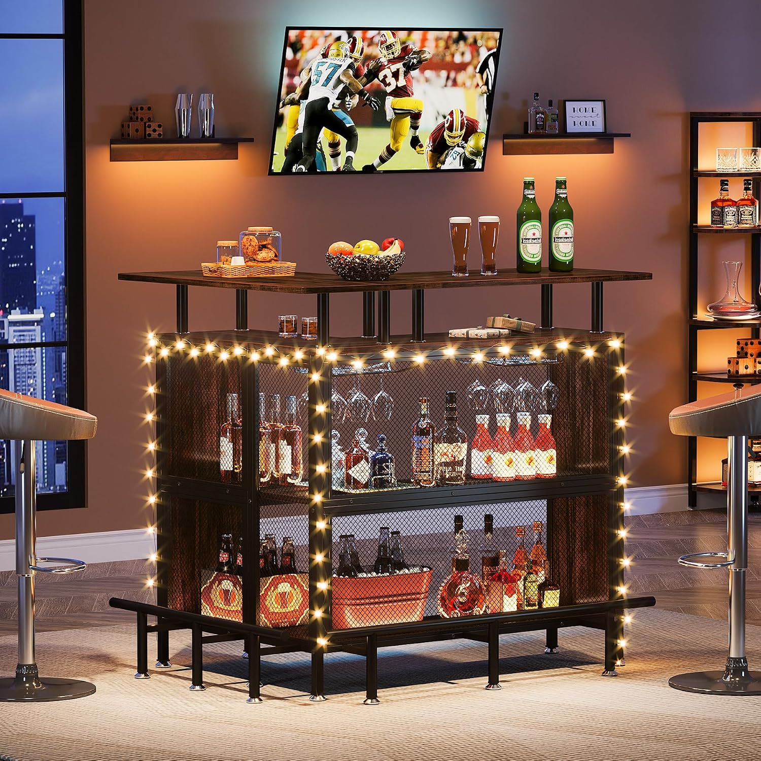 LITTLE TREE Home Bar Unit Mini Liquor Table Cabinet