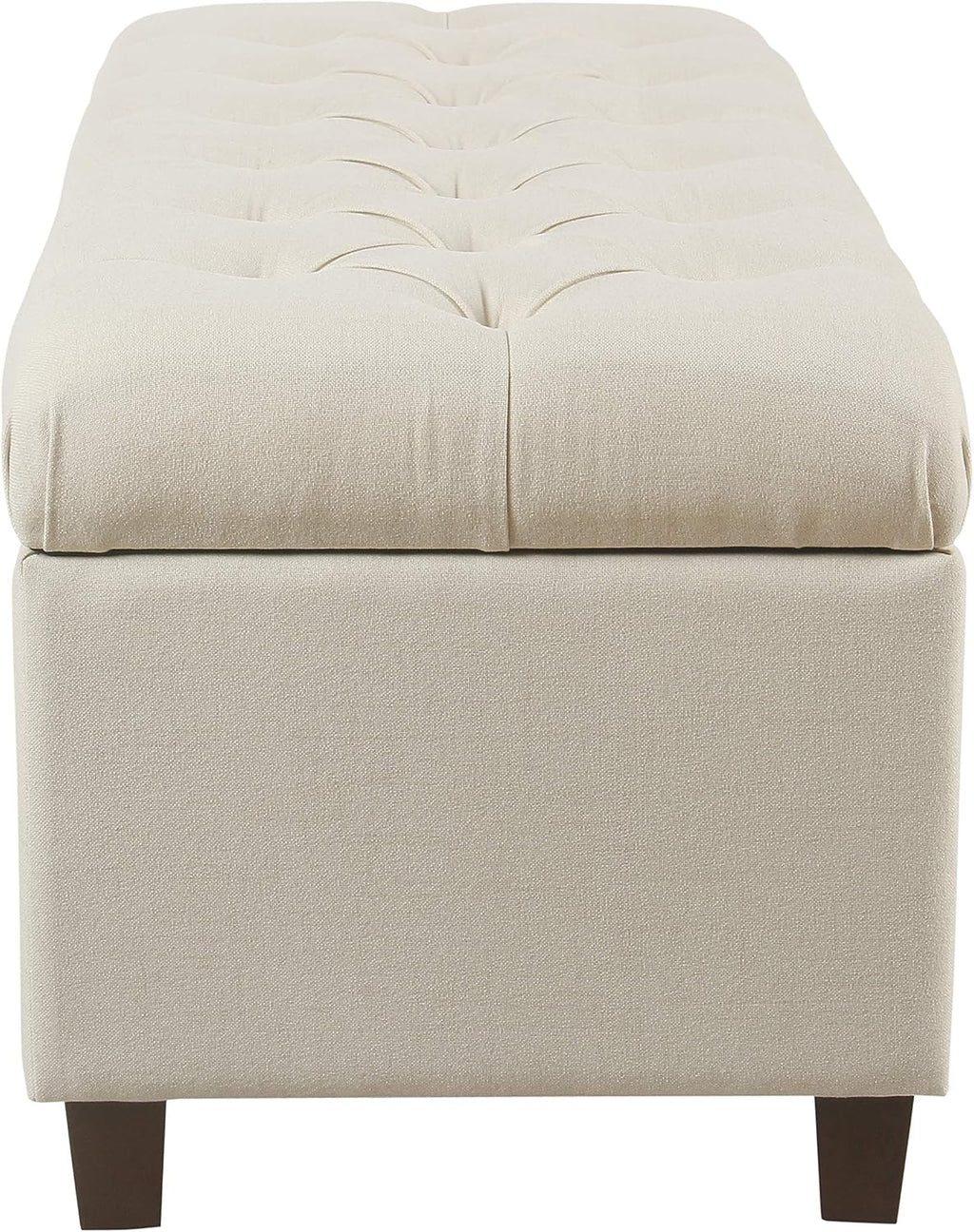 Homepop Home Decor | Tufted Ainsley Button Storage Ottoman Bench with Hinged Lid | Ottoman Bench with Storage for Living Room & Bedroom, Soft Cream, Textured Neutral