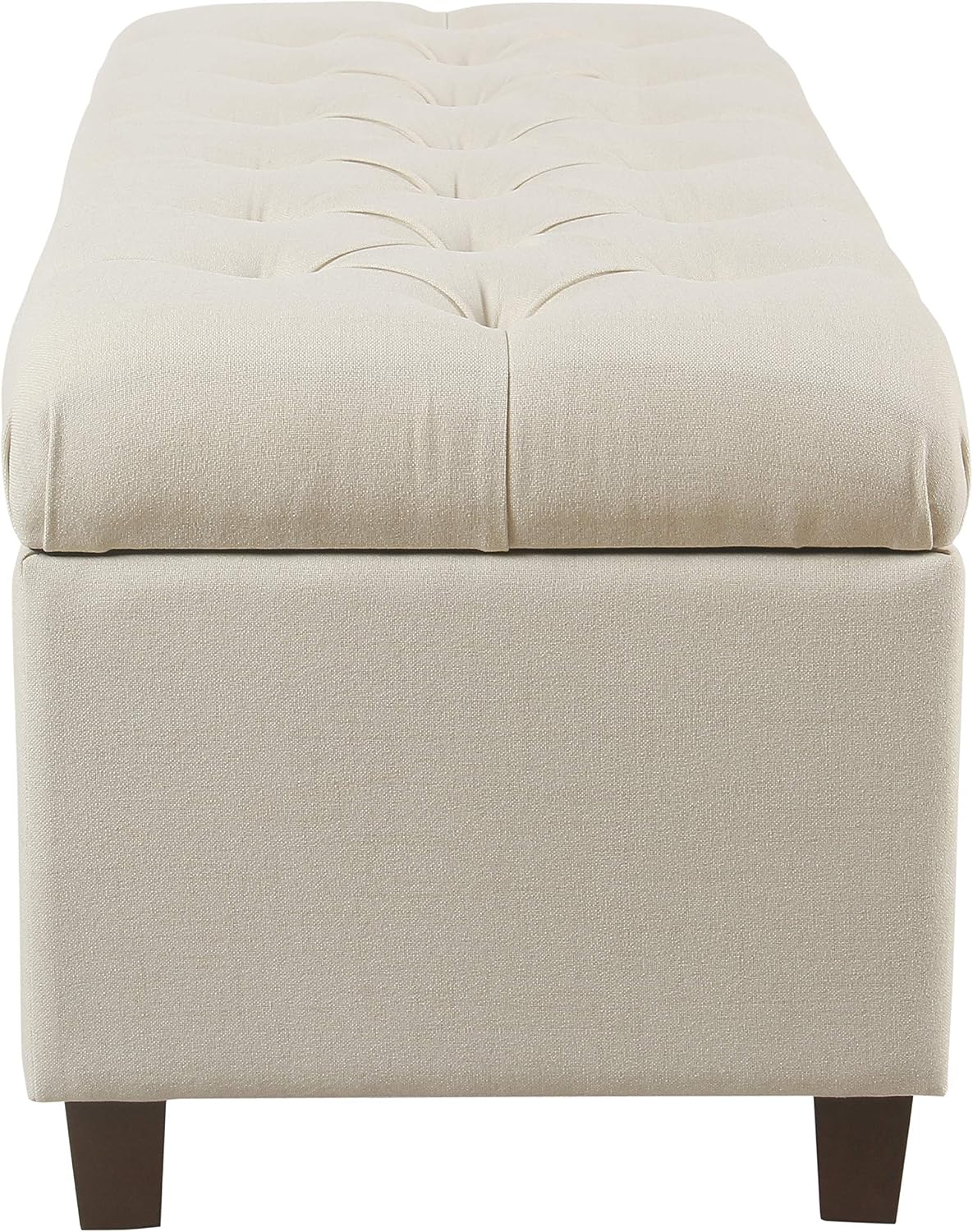 Homepop Home Decor | Tufted Ainsley Button Storage Ottoman Bench with Hinged Lid | Ottoman Bench with Storage for Living Room & Bedroom, Soft Cream, Textured Neutral