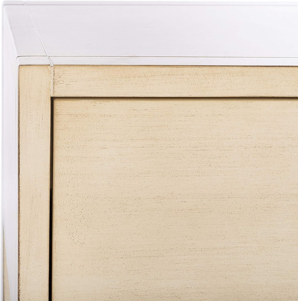 SAFAVIEH Furniture - Sadie 1-Drawer Nightstand - Antique & White - Wood - Glam Gold Hardware Design - Ideal for Bedroom, 21'W x 17.2'D x 26'H - Fully Assembled (NST9201B)