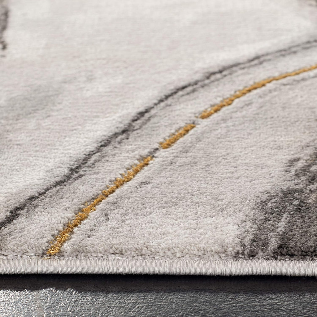 SAFAVIEH Craft Collection Runner Rug - 2'3' x 16', Grey & Gold, Modern Abstract Design, Non-Shedding & Easy Care, Ideal for High Traffic Areas in Living Room, Bedroom (CFT819F)