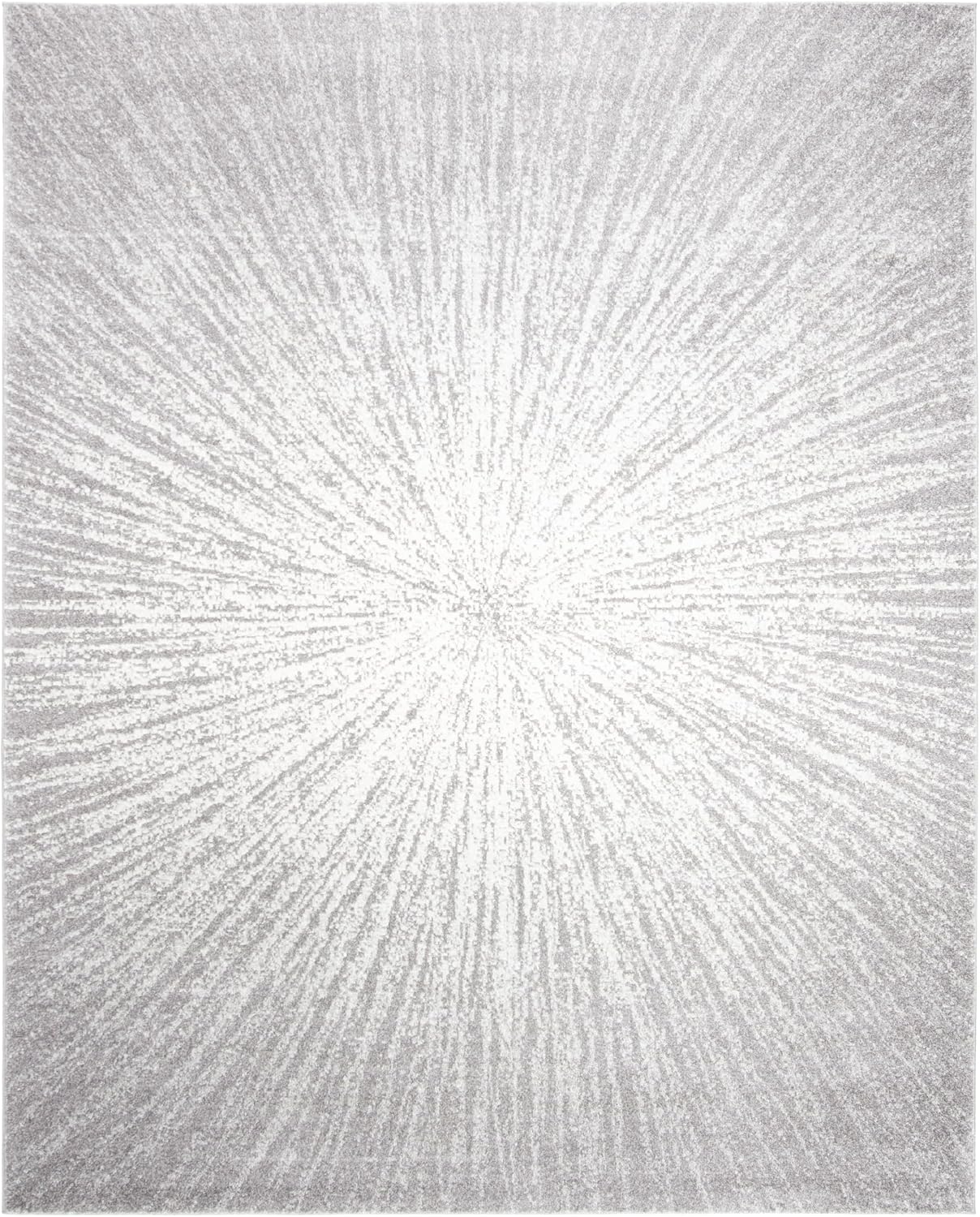 SAFAVIEH Evoke Collection Area Rug - 9' x 12', Dark Grey & Ivory, Abstract Burst Design, Non-Shedding & Easy Care, Ideal for High Traffic Areas in Living Room, Bedroom (EVK228H)