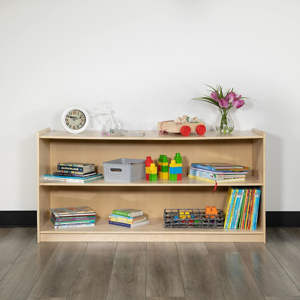 Flash Furniture Hercules Wooden 2 Section School Classroom Storage Cabinet for Commercial or Home Use - Safe, Kid Friendly Design - 24'H x 48'L (Natural)