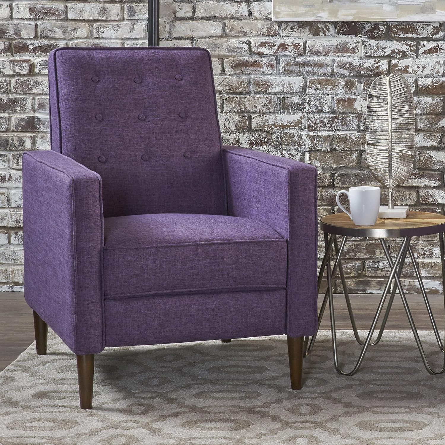 Christopher Knight Home Mervynn Mid-Century Modern Fabric Recliner,polyester, Muted Purple / Dark Espresso