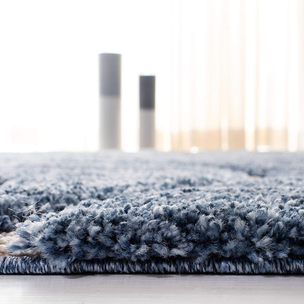 SAFAVIEH Florida Shag Collection Runner Rug - 2'3' x 15', Light Blue & Cream, Non-Shedding, 1.2-inch Thick, Ideal for Living Room, Hallway, Foyer, Bedroom (SG471-6011-215)