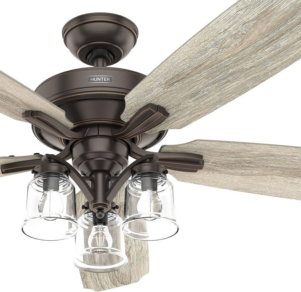 Hunter Fan 60 inch Indoor Ceiling Fan with LED Light Kit and Remote Control for Bedroom, Living Room/Family Room, Dining Room, Kitchen, Office (Renewed)