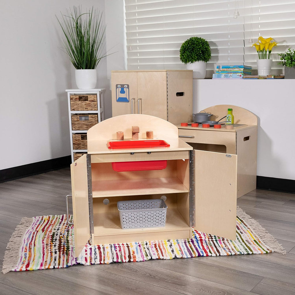 Flash Furniture Hercules Children's Wooden Kitchen Sink for Commercial or Home Use - Safe, Kid Friendly Design
