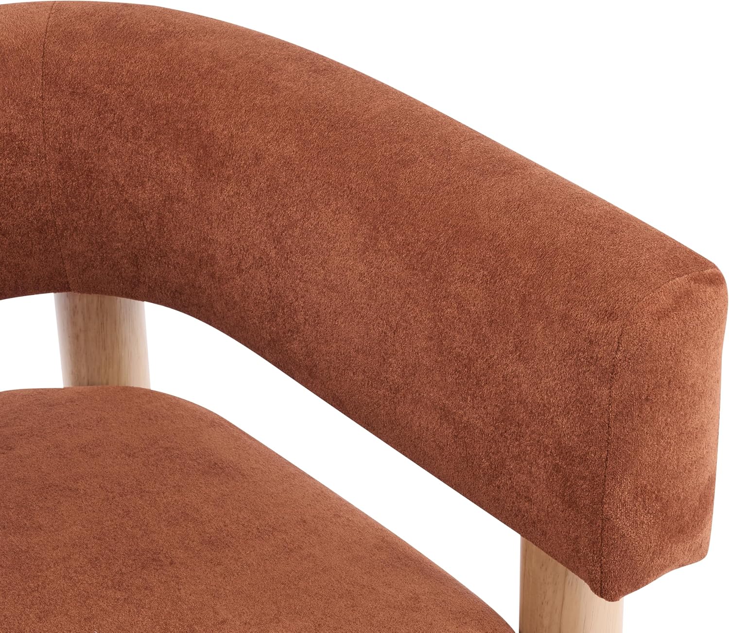Christopher Knight Home Carly Low Profile Accent Chair, Boucle Upholstered Barrel Chair, Comfy Reading Chair for Bedroom, Wooden Single Lounge Sofa, Burnt Orange