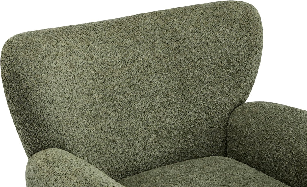 Christopher Knight Home Lindy Wingback Accent Chair, Upholstered Armchair with Rounded Wooden Legs, Curved Backrest Single Sofa, Soft Cushion Seating, Comfy Lounge Chair for Living Room, Olive Green
