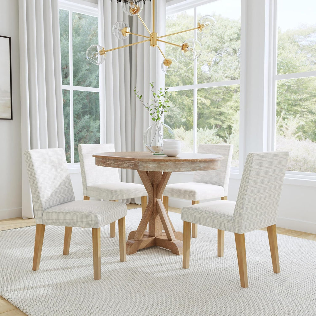 HomePop Classic Parsons Dining Chair - Cream Mini Grid Pattern (Single Pack)
