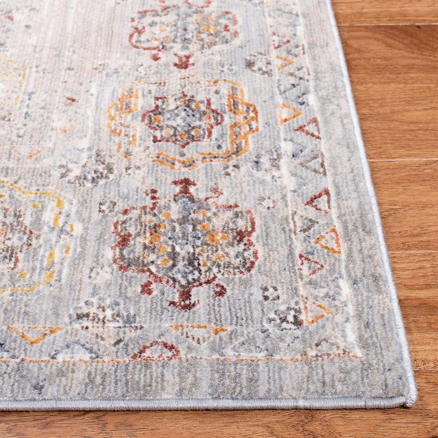 SAFAVIEH History Collection Runner Rug - 3' x 10', Light Grey & Gold, Vintage Distressed Design, Non-Shedding & Easy Care, Ideal for High Traffic Areas in Living Room, Bedroom (HIS599E)