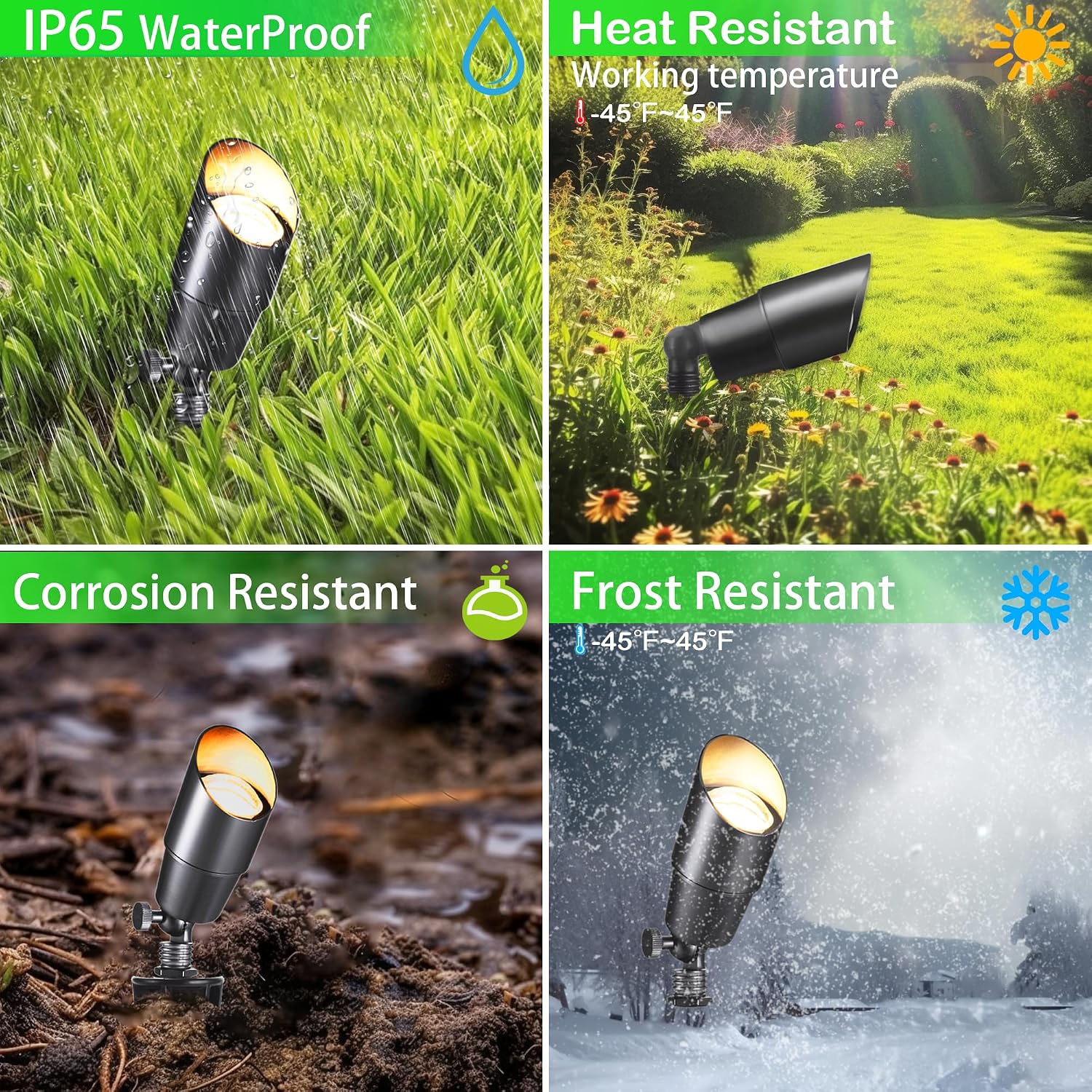 RGB+CCT Low Voltage Outdoor Landscape Lighting with Color Changing,IP65 Waterproof Uplights for Garden and Yard,12V Low Voltage Spotlights,Heavy Duty Accent Fixtures,Remote/APP Control