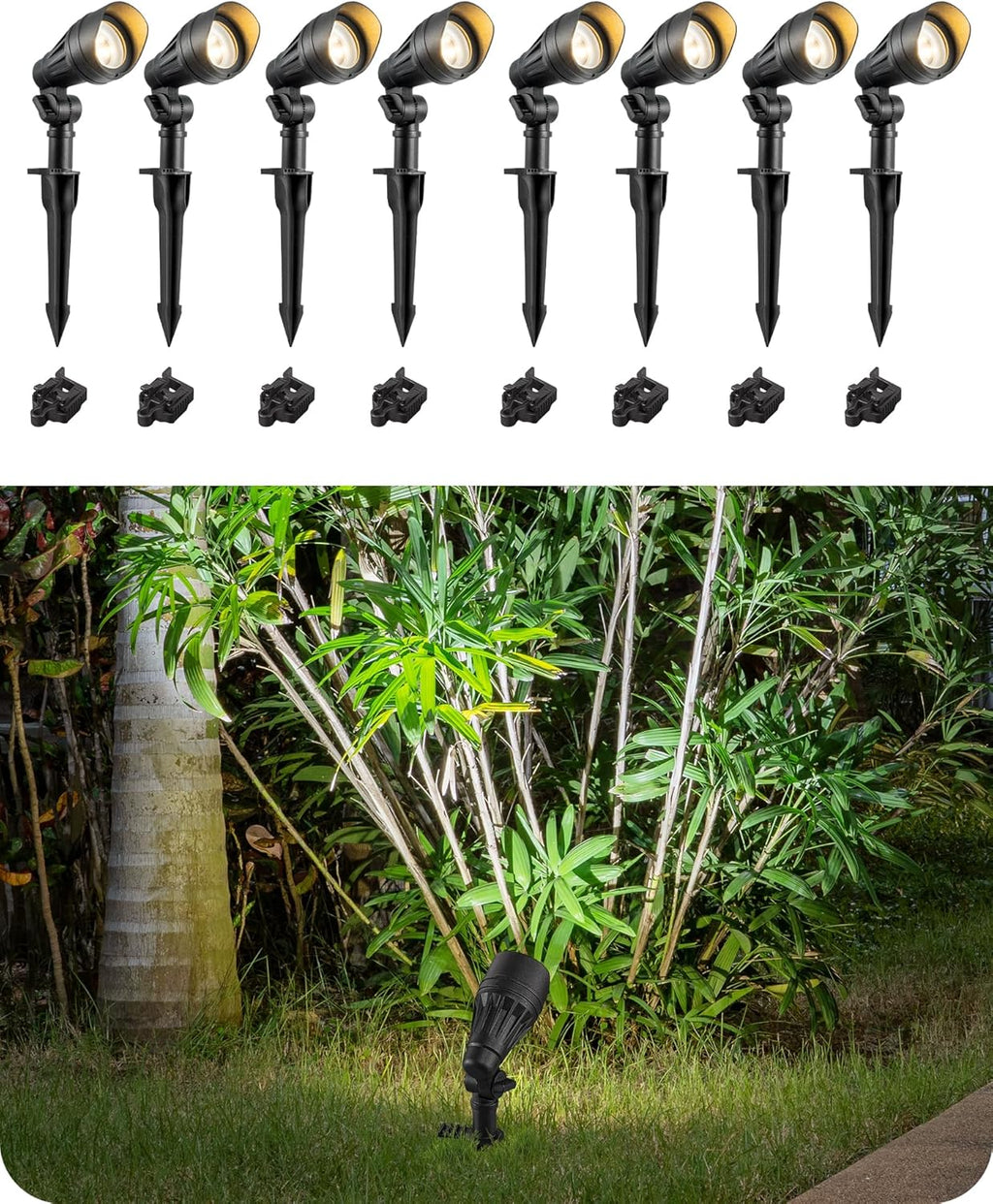 EDISHINE Low Voltage Landscape Lights, 3.2W 12V ACDC 240LM Low Voltage Spotlight, CRI 80 & Beam Angle 35°, 3000K, Aluminum Housing Outdoor Landscape Lighting for Trees, Yard, Garden, Houese 8 Pack