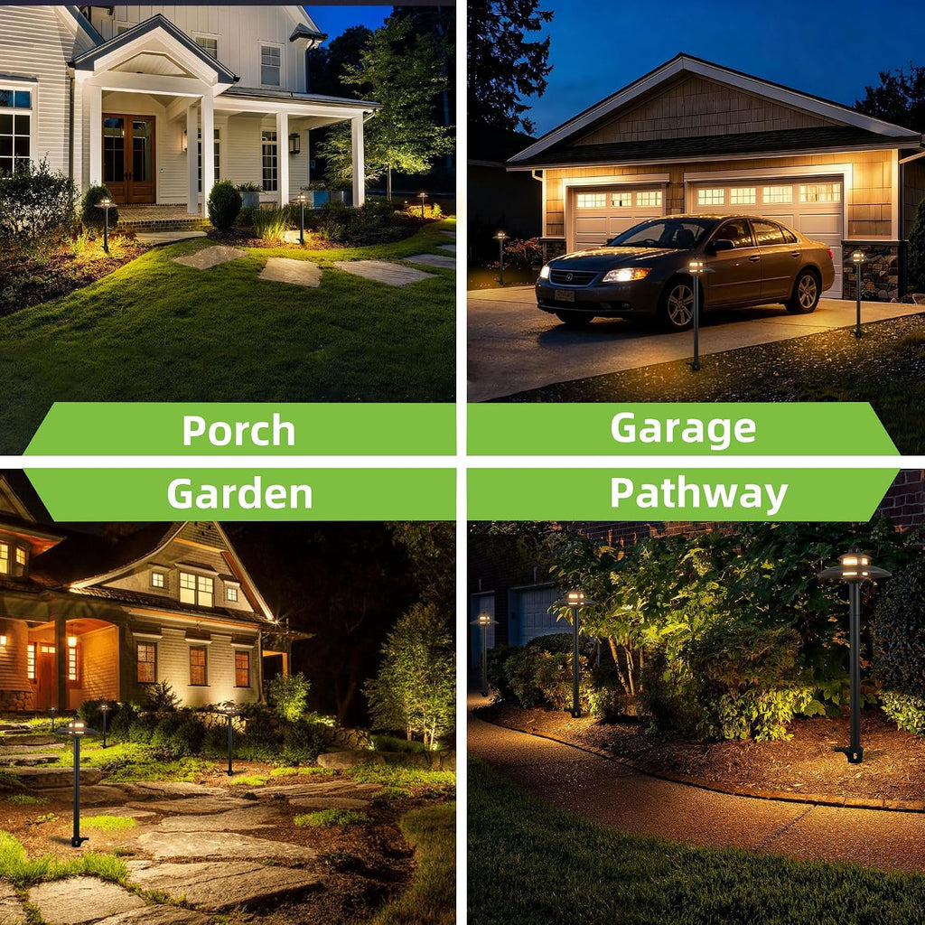 Low Voltage Landscape Pathway Lights, 3CCT Adjustable (2700K/3000K/4000K) 12V-15V LED Landscape Lighting, Oil Rubbed Bronze Aluminum Housing, Waterproof Outdoor Path Lights for Yard, Garden, 6 Pack