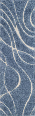 SAFAVIEH Florida Shag Collection Runner Rug - 2'3' x 15', Light Blue & Cream, Non-Shedding, 1.2-inch Thick, Ideal for Living Room, Hallway, Foyer, Bedroom (SG471-6011-215)