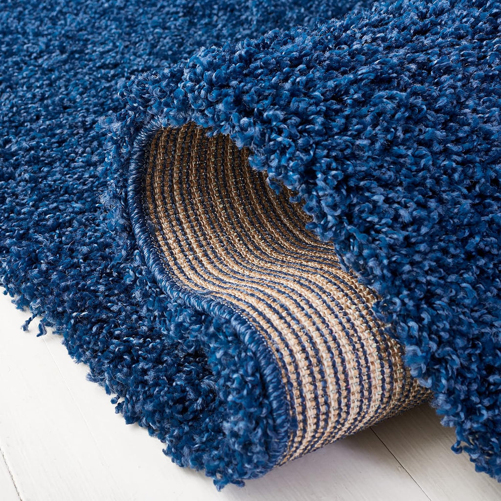 SAFAVIEH Laguna Shag Collection Area Rug - 5'3' x 7'6', Blue, Solid Design, Non-Shedding & Easy Care, 2-inch Thick Ideal for High Traffic Areas in Living Room, Bedroom (SGL303K)