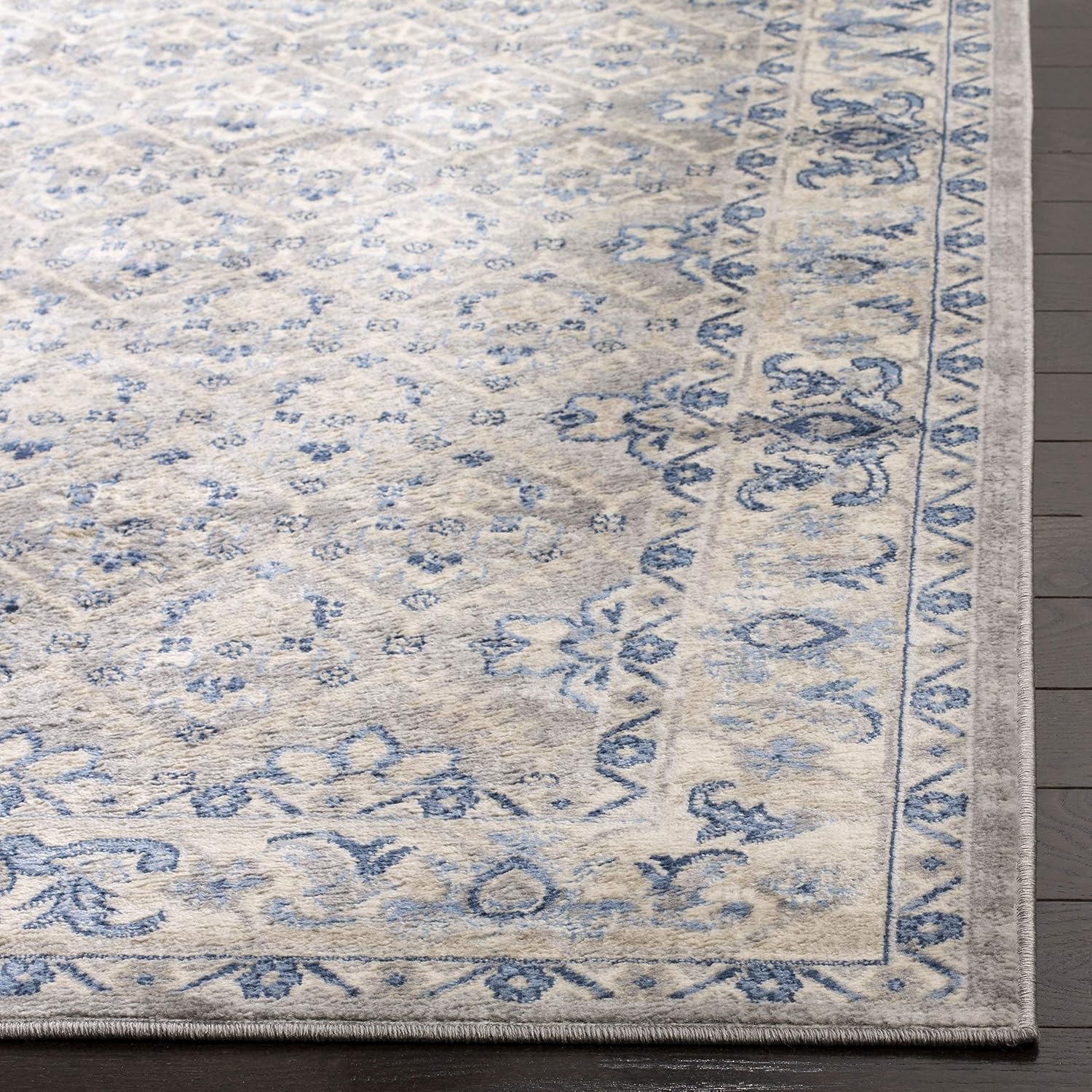 SAFAVIEH Brentwood Collection Area Rug - 9' x 12', Light Grey & Blue, Oriental Distressed Design, Non-Shedding & Easy Care, Ideal for High Traffic Areas in Living Room, Bedroom (BNT869G)