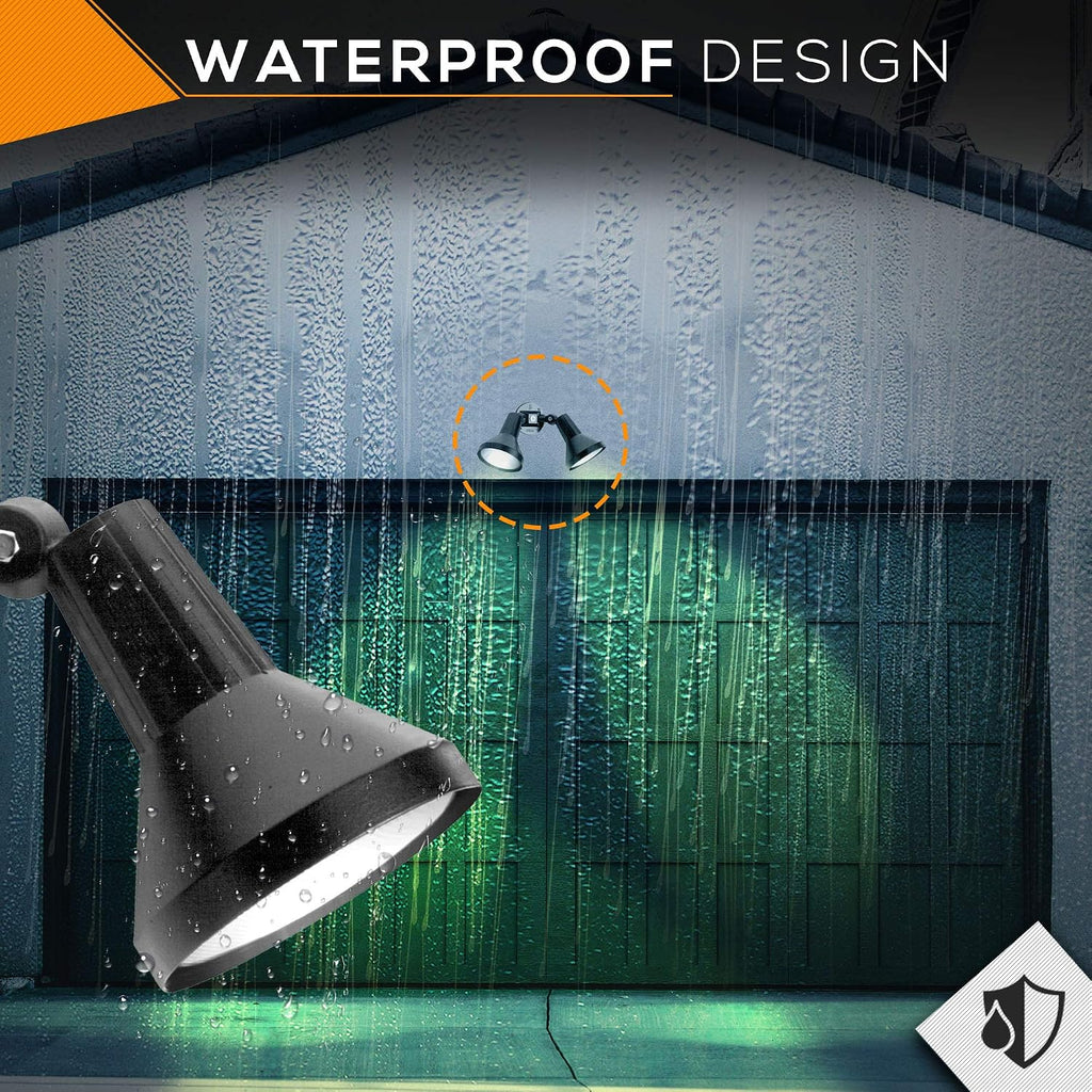 Ciata 15' Outdoor Security Flood Light 2 Head with Heavy Duty Cast Aluminum Body 150W PAR38 Weather Proof Black Finish - 6 Pack