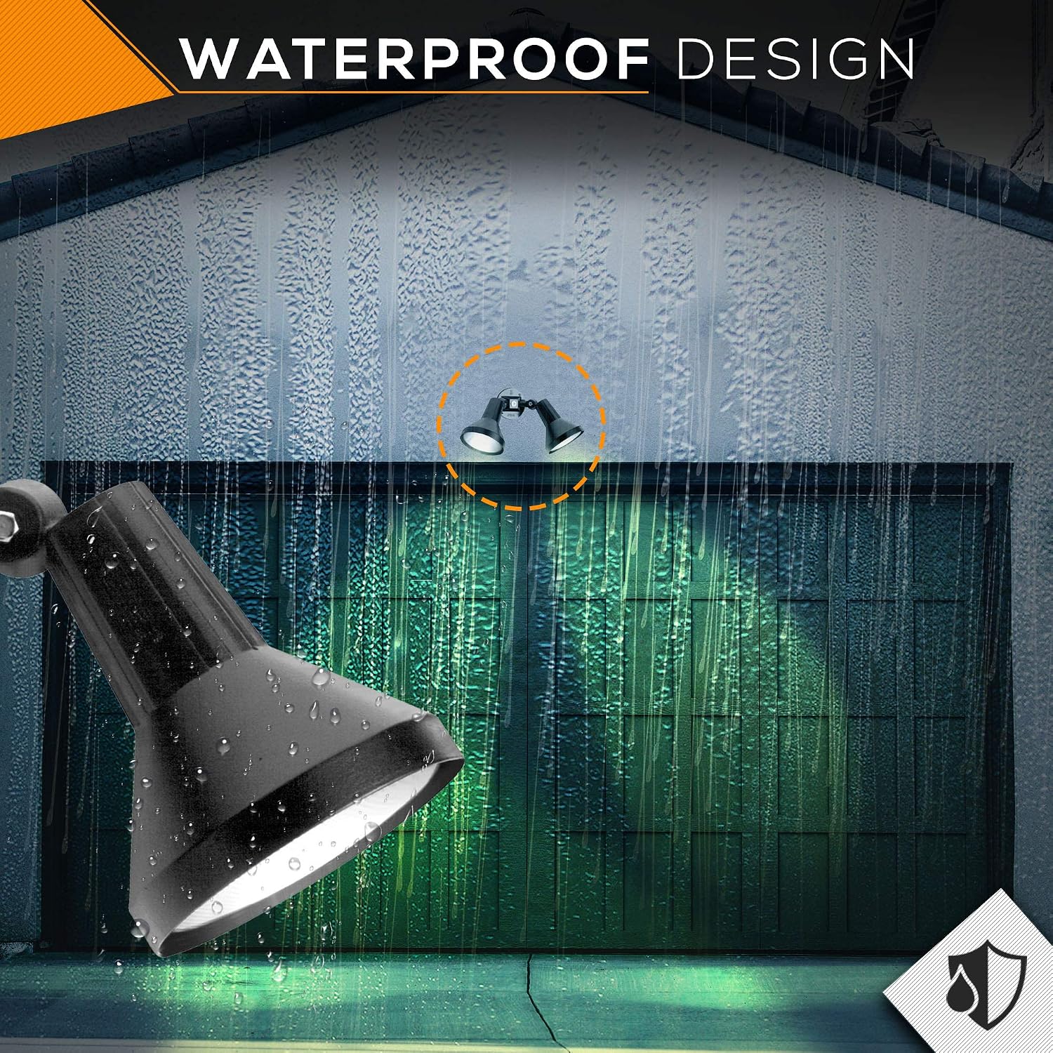 Ciata 15' Outdoor Security Flood Light 2 Head with Heavy Duty Cast Aluminum Body 150W PAR38 Weather Proof Black Finish - 6 Pack