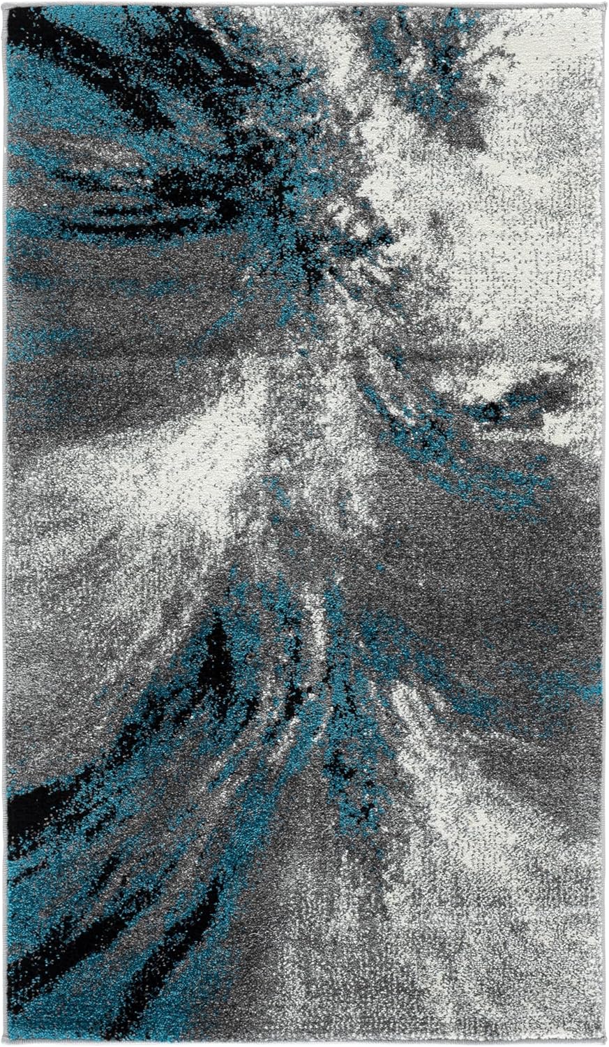 SAFAVIEH Glacier Collection Accent Rug - 2'3' x 4', Blue & Grey, Abstract Design, Non-Shedding & Easy Care, Ideal for High Traffic Areas in Entryway, Living Room, Bedroom (GLA127M)