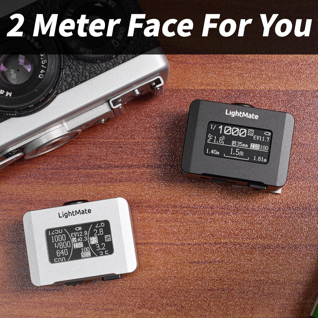 LightMate Area 2S Light Meter Photography & OV-X1 17° Retro Viewfinder, 0.96' Large OLED Screen, Ultra-Compact, Rechargeable Battery, for Leica & Other Film Cameras, Sliver