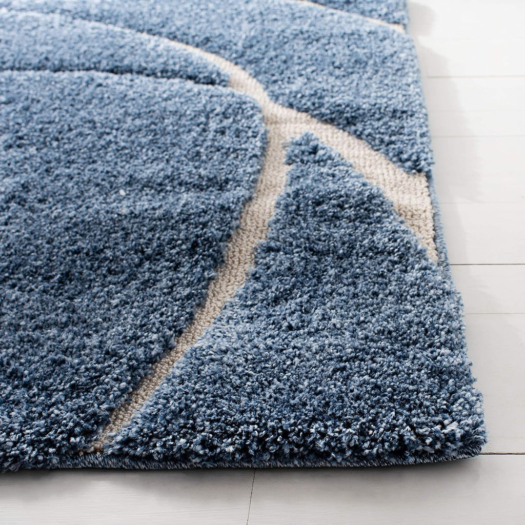 SAFAVIEH Florida Shag Collection Runner Rug - 2'3' x 15', Light Blue & Cream, Non-Shedding, 1.2-inch Thick, Ideal for Living Room, Hallway, Foyer, Bedroom (SG471-6011-215)