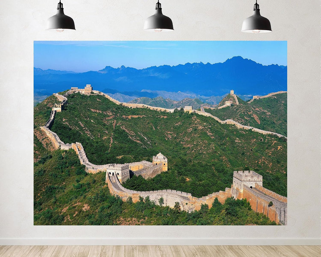 Trykid 20x10ft Majestic Fortification Backdrop Rolling Green Peaks Clear Blue Sky Stone Ramparts Watchtowers Photography Background Travel Wedding Party Decoration Photo Booth Prop Fabric