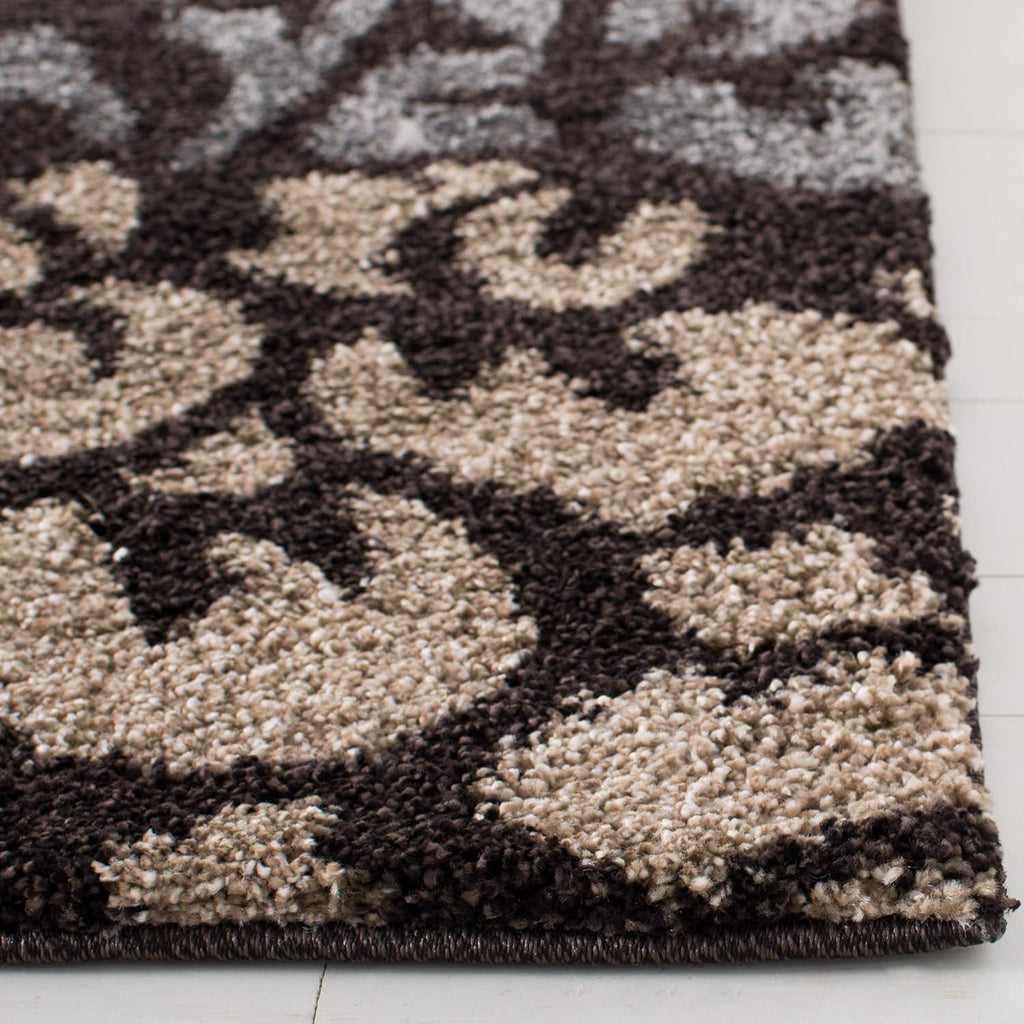 SAFAVIEH Florida Shag Collection Area Rug - 8'6' x 12', Dark Brown & Grey, Floral Design, Non-Shedding & Easy Care, 1.2-inch Thick Ideal for High Traffic Areas in Living Room, Bedroom (SG456-2880)