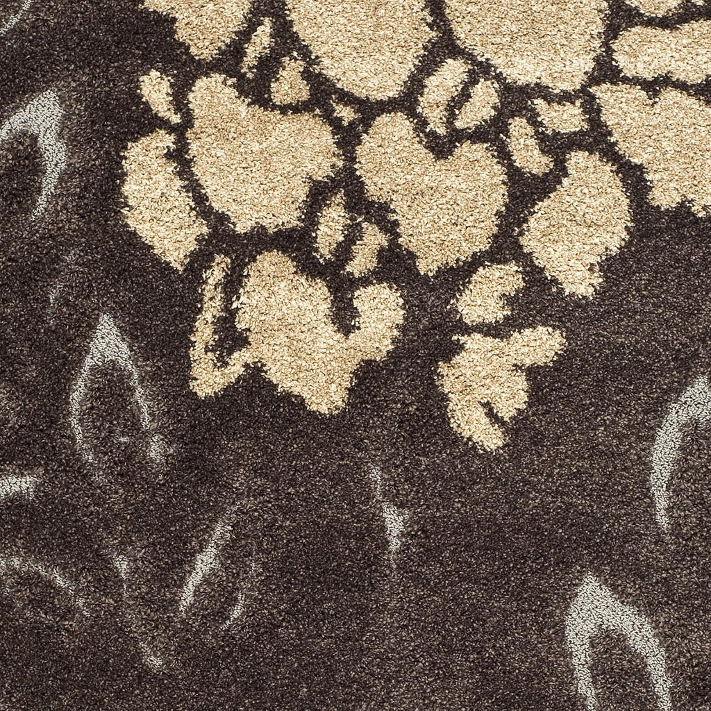 SAFAVIEH Florida Shag Collection Area Rug - 8'6' x 12', Dark Brown & Grey, Floral Design, Non-Shedding & Easy Care, 1.2-inch Thick Ideal for High Traffic Areas in Living Room, Bedroom (SG456-2880)