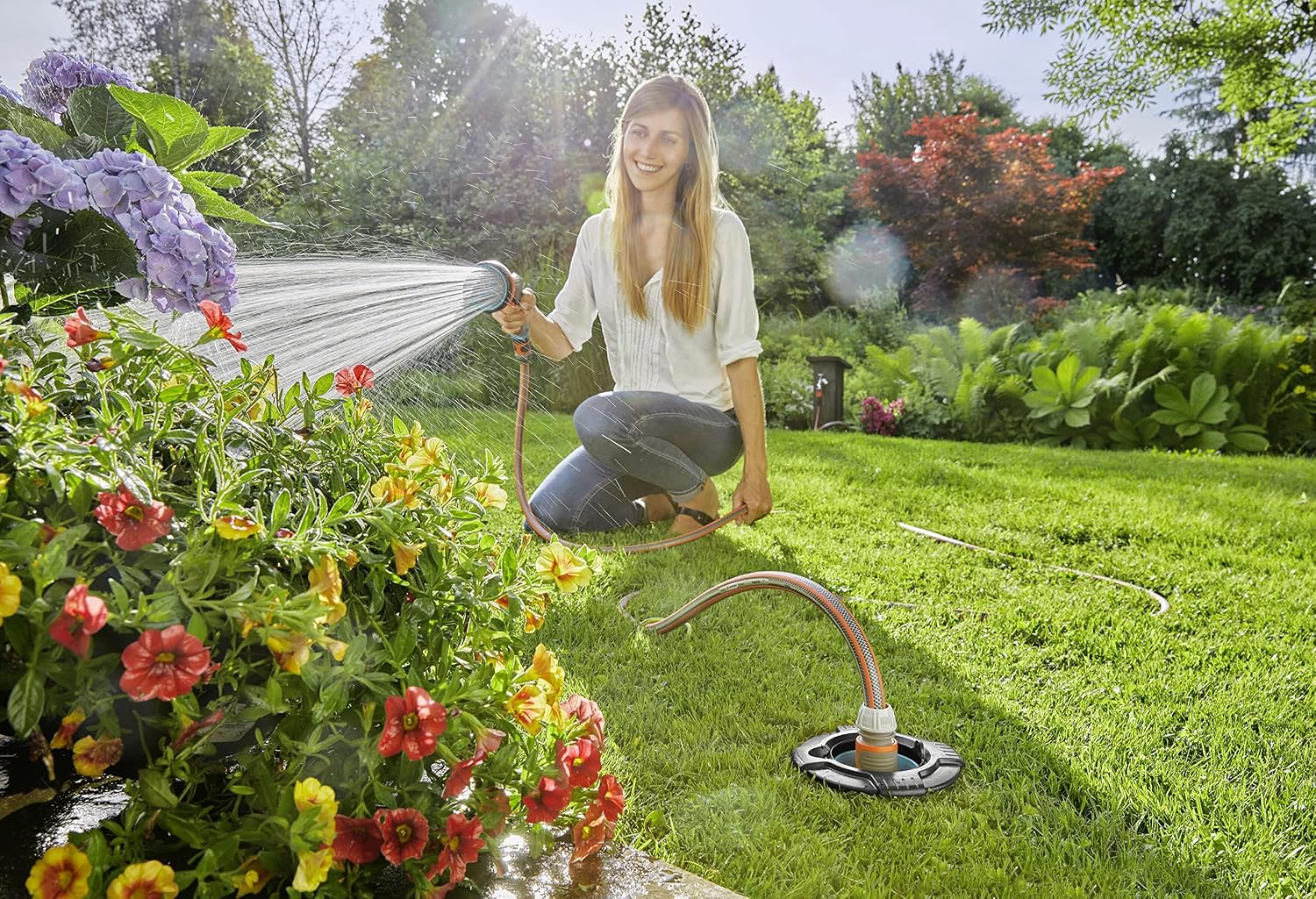 Gardena Sprinkler System Pipeline Starter Set: Complete Set for Entertaining The Pipeline System, Water Removal Around The Home and Garden, Underground Mounting (08270-20) – Assorted Colors