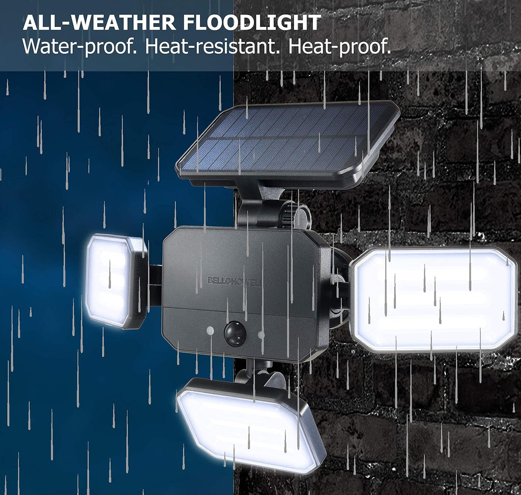 Bionic Floodlight Solar Light Outdoor Waterproof Patio Light Motion Sensor Outdoor Lights w/ Remote Control 3 Heads Wall Lights - Wireless, 50% Brighter-108 COB LED For Lawn, Garden, As Seen On TV