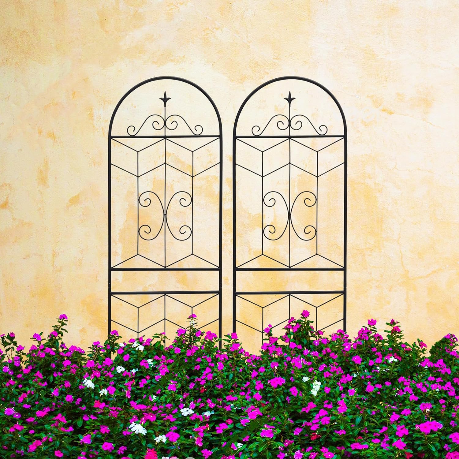 71-Inch Tall Rust-Resistant Metal Plant Support Trellis Panel Set for Outdoor Climbing Vegetables Flowers Vine Gardens
