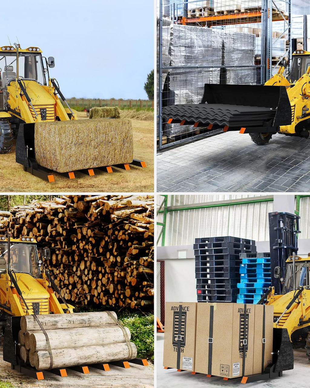 Clamp On Debris Forks for 60 Inch Buckets, 4000 Lbs Loading Weight Pallet Forks for Loader, Tractor Buckets, Skidsteer, for Removing Limbs, Yard Waste and Debris