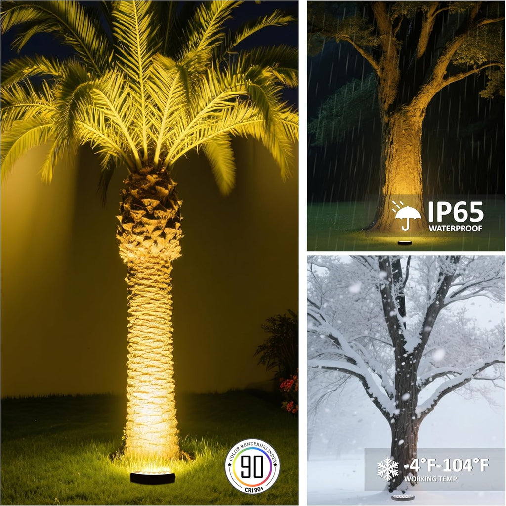 Low Voltage Flood Lights, 9W Bright LED Uplighting Outdoor, Wired Spot Lights Outdoor, 12V Low Voltage Floodlights for Tree Wall House, Aluminum, 2000K, Unique Design, Black (6PACK 2000K)