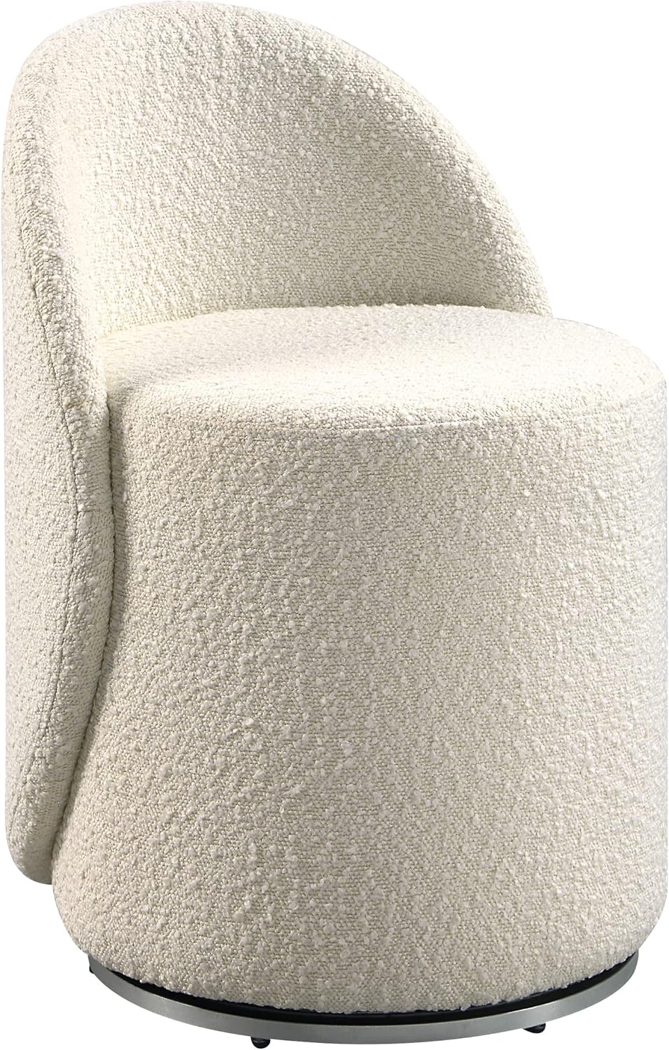 OSP Home Furnishings Lystra Swivel Barrel Vanity Chair with Textured Boucle Fabric, Cream