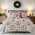 Levtex Home - Pine & Plaid Quilt Set - King Quilt and Two King Shams - Holiday Wreath - Red White Green - Quilt (106x92in.) and Shams (20x36in.) - Reversible - Polyester